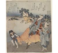 IPLUPJDY Peinture Poster Art Mural en Toile Impression Tableaux Vue depuis Shichiri-ga-hama par Katsushika Hokusai Peinture Affiche Pour la Décoration Murale 60x90cm