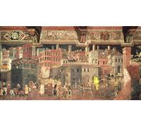 IPLUPJDY Peinture Poster Tableaux Moderne Image Abstraites Effets du bon gouvernement dans la par Ambrogio Lorenzetti Art Poster Mural Pour la Décoration Murale 60x90cm