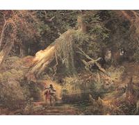IPLUPJDY Peinture Poster Tableaux Moderne Image Abstraites Esclaves s'échappant à travers le marais par Thomas Moran Art Poster Mural Pour la Décoration Murale 60x90cm