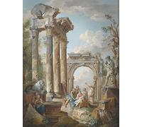 IPLUPJDY Peinture Poster Tableaux Moderne Image Abstraites Homélie d'un apôtre dans les ruines romaines de Paolo Pannini Art Poster Mural Pour la Décoration Murale 60x90cm