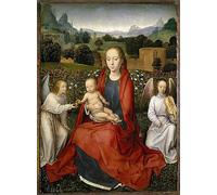 IPLUPJDY Peinture Poster Tableaux Moderne Image Abstraites La Vierge et l'Enfant entre deux anges de Hans Memling Art Poster Mural Pour la Décoration Murale 60x90cm