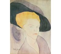 IPLUPJDY Peinture Poster Tableaux Moderne Image Abstraites Tête de femme coiffée d'un chapeau par Amedeo Modigliani Art Poster Mural Pour la Décoration Murale 60x90cm