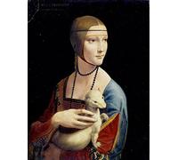 IPLUPJDY Portrait Tableaux Tableaux Moderne Peinture sur Toile la dame à l'hermine de Léonard de Vinci Art Poster Mural Pour la Décoration Murale 60x90cm