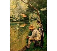 IPLUPJDY Portrait Tableaux Tableaux Moderne Peinture sur Toile La pêche à la ligne par Gustave Caillebotte Art Poster Mural Pour la Décoration Murale 60x90cm