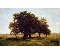 IPLUPJDY Portrait Tableaux Tableaux Moderne Peinture sur Toile un groupe de chênes d'Apremont de Pierre Etienne Théodore Rousseau Art Poster Mural Pour la Décoration Murale 60x90cm