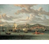 IPLUPJDY Tableaux Célèbres Impressions d'Art Image sur Toile Expédition néerlandaise au large de la baie de Smyrne avec une barge d'État par Abraham Storck Pour les Décorations pour la Maison 60x90cm