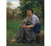 IPLUPJDY Tableaux Célèbres Impressions d'Art Image sur Toile Faneuse assise à l'orée d'un bois de Jules adolphe Breton Tableaux en Toile Pour les Décorations pour la Maison 60x90cm