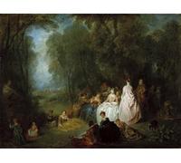IPLUPJDY Tableaux Célèbres Impressions d'Art Image sur Toile Garden Party de Jean Antoine Watteau Tableaux en Toile Pour les Décorations pour la Maison 60x90cm