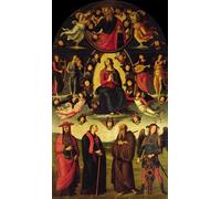 IPLUPJDY Tableaux Célèbres Impressions d'Art Image sur Toile la Vierge intronisée avec des anges et des saints de Pietro Perugino Tableaux en Toile Pour les Décorations pour la Maison 60x90cm