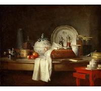 IPLUPJDY Tableaux Célèbres Impressions d'Art Image sur Toile le mess des officiers ou les restes d'un déjeuner de Jean Baptiste Simeon Chardin Pour les Décorations pour la Maison 60x90cm