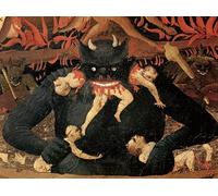 IPLUPJDY Tableaux Célèbres Impressions d'Art Image sur Toile L'ennemi du jugement dernier dévorant les damnés en enfer par Fra Angelico Tableaux en Toile Pour les Décorations pour la Maison 60x90cm