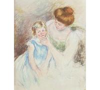 IPLUPJDY Tableaux Célèbres Impressions d'Art Image sur Toile Mère avec la main gauche tenant Sara par Mary Cassatt Tableaux en Toile Pour les Décorations pour la Maison 60x90cm