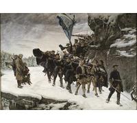 IPLUPJDY Tableaux Célèbres Impressions d'Art Image sur Toile Ramener à la le corps du roi Carl XII de Suède par Gustaf Olaf Cederstrom Tableaux en Toile Pour les Décorations pour la Maison 60x90cm