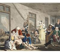 IPLUPJDY Tableaux Célèbres Impressions d'Art Image sur Toile Scène dans Bedlam Plate Viii From a Rake's Progress par William Hogarth Tableaux en Toile Pour les Décorations pour la Maison 60x90cm