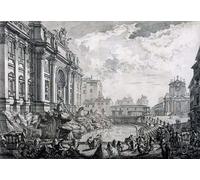 IPLUPJDY Tableaux Célèbres Impressions d'Art Image sur Toile Vue latérale de la fontaine de Trevi par Battista Piranesi Tableaux en Toile Pour les Décorations pour la Maison 60x90cm
