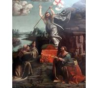 IPLUPJDY Tableaux en Toile Affiche Décorative la Résurrection du Christ avec le Saint Léonard de Noblac par Antonio Boltraffio Pour la Décoration de la Chambre à Coucher 60x90cm
