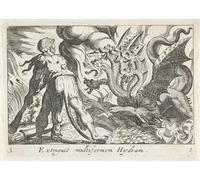 IPLUPJDY Vintage Impressions sur Toile Tableaux en Toile Affiche Décorative Hercule au combat contre l'hydre de Lerne par Simon Frisius Pour la Décoration de la Chambre à Coucher 60x90cm