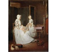 IPLUPJDY Vintage Impressions sur Toile Tableaux en Toile Affiche Décorative la mère diligente de Jean Baptiste Simeon Chardin Nordique Peinture Pour la Décoration de la Chambre à Coucher 60x90cm