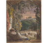 IPLUPJDY Vintage Impressions sur Toile Tableaux en Toile Affiche Décorative le berger endormi par le célèbre peintre Nordique Peinture Pour la Décoration de la Chambre à Coucher 60x90cm