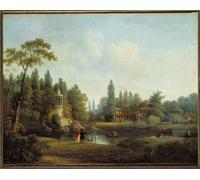 IPLUPJDY Vintage Impressions sur Toile Tableaux en Toile Affiche Décorative le Hameau du Petit Trianon à Versailles Peinture de Pierre Wallaert Pour la Décoration de la Chambre à Coucher 60x90cm