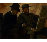 IPLUPJDY Vintage Impressions sur Toile Tableaux en Toile Affiche Décorative Paul Lafond et Alphonse Cherfils examinant un tableau d'Edgar Degas Pour la Décoration de la Chambre à Coucher 60x90cm