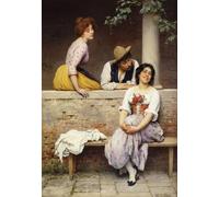 IPLUPJDY Vintage Impressions sur Toile Tableaux en Toile Affiche Décorative Petite conversation d'Eugen Von Blaas Nordique Peinture Pour la Décoration de la Chambre à Coucher 60x90cm