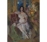 IPLUPJDY Vintage Impressions sur Toile Tableaux en Toile Affiche Décorative Portrait d'une dame assise parin Alexeievitch Korovine Nordique Peinture Pour la Décoration de la Chambre à Coucher 60x90cm