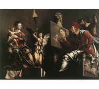 IPLUPJDY Vintage Impressions sur Toile Tableaux en Toile Affiche Décorative Saint Luc peignant la Vierge et l'enfant par Maerten Van Heemskerck Pour la Décoration de la Chambre à Coucher 60x90cm