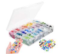 iplusmile 1 boîte Carreaux de Mosaïque Verre Couleurs avec Boîte Solides pour Loisirs Créatifs Décorations Cadres Photo Sous-verres et Céramique Résistants Décoloration