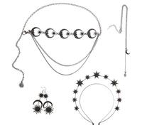 iplusmile 1 Ensemble Élégant Baroque Étoile Lune Bandeau Collier Gothique Vintage Taille Chaîne Kit De Bijoux À La Mode Pour Les Invités De Fête Et De Mariage