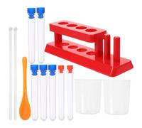 iplusmile 1 Ensemble Kit de Tubes à Essai avec Couvercles Rack de Tubes à Essai Gobelets Mesureurs Bâtonnets de Mélange et Cuillère de Prélèvement pour Expériences Scientifiques Stem pour