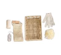 iplusmile 1 ensemble Set de Nettoyage Corporel Kit de Bain Complet Ensemble Panier Bois Outils Exfoliants Accessoires de Spa et Détente