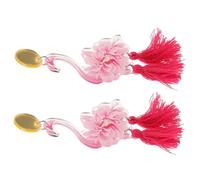 iplusmile 1 Paire Boucles Oreilles Flamant avec Pompons Oreilles Animaux pour Femme Accessoires de Mode Élégants et pour Toutes Tenues
