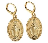 iplusmile 1 paire Boucles Oreilles Rétro Doré Clips Mode Pendantes Religieuses Vierge pour Femmes Légères et Élégantes