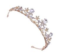 iplusmile 1 pièce Bandeau Couronne pour Filles Accessoire Élégant avec Détails Raffinés pour Mariage et Anniversaire Or et Blanc