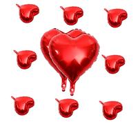 iplusmile 10 pièces Ballons Aluminium Forme de Cœur Décorations pour Anniversaire Mariage et Ballons Festifs Rouge pour Créer une Ambiance Joyeuse