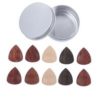 iplusmile 10 pièces Boîte de Médiators Bois pour Guitare et Électrique Forme Classique Confortable avec Étui de Rangement Portable