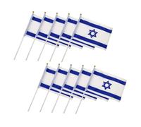 iplusmile 10 Pièces Drapeau Israël Drapeau à Main Pliable Polyester Décoration de Fête pour Événements Extérieur et Intérieur