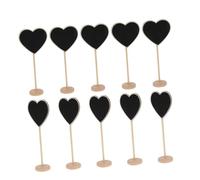 iplusmile 10 pièces Lot de Mini Tableaux Noirs Bois Forme Cœur avec Support Ardoises pour Messages Courts et Décorations de Fête Compacte Base Stable Bois Naturel