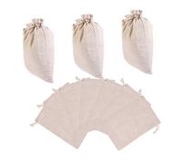 iplusmile 10 pièces Lot de Sachets à Thé Réutilisables Coton et Lin Sacs Filtre Infuseurs pour Thé Vrac Épices et Café Fermeture Cordon Pratique pour Cuisine Maison Bureau Voyage Beige