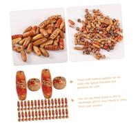 iplusmile 100 pièces Lot de Perles en Matière Naturelle Rondes avec Grand Trou Motifs Imprimés Perles Multiformes pour Bijoux Macramé et Décoration DIY