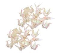 iplusmile 100 Pièces Origami Paper Cranes Pearlescent Premade Hand Folded For Wedding Party Background Decor Outdoor Durable Decorations