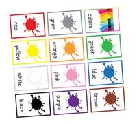 iplusmile 12 Feuilles Cartes Éducatives Mots Anglais Couleurs Apprentissage Jouets Éducatifs Précoces Cognition Mémoire pour Garçons Filles