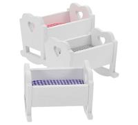 iplusmile 12 - Mobilier Miniature de Chambre Bébé - Berceaux Blanc Bleu Gris - Décoration Réaliste pour Bjd et Collection Miniature