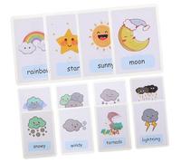 iplusmile 12 pièces Anglais Météo Cartes Éducatives Plastifiées Étanches Apprentissage Mots Garçon Fille Multi Cognition Portable pour Garçons Filles Jeu Educatif