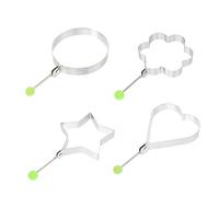iplusmile 12 pièces Anneaux à Œufs Acier Inoxydable Moules à Omelette Réutilisables Antiadhésifs pour Cuisson Facile des Œufs Au Plat Formes Variées Rondes Étoile Cœur Fleur pour Déjeuner