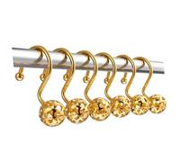 iplusmile 12 pièces Crochets Décoratifs pour Rideau de Lot de Design Perles Creuses Glisse Silencieuse et Facile à Installer Adaptés pour Salle de Bain et Tringles Standards