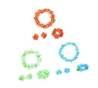 iplusmile 12 pièces Hawaïenne Couronne de Fleurs Collier et Bracelet pour Fête Mariage Carnaval Bleu Rouge Vert
