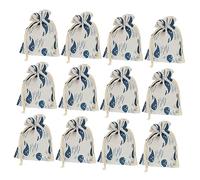 iplusmile 12 Pièces Sachets Coton Lin Imprimé Baleine Pochons à Cordon pour Bijoux et Rangement Voyage Lot de Pochettes Réutilisables pour Fête et Anniversaire