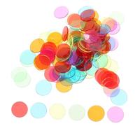 iplusmile 120 pièces Jetons Bingo Transparents Multicolores Plastique Marqueurs pour Jeux de Bingo et Apprentissage Mathématique Lot de Bleu Rouge Jaune Vert Orange